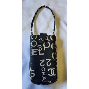 US Based Authentic CHANEL CC Coco Canvas Pouch Bag Cell Phone Holder Mini Tote